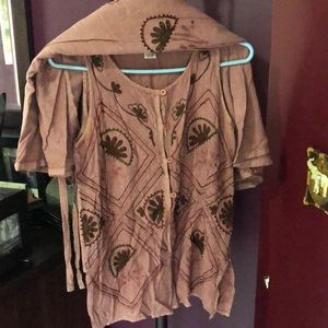 Boho Tunic Embroidered top and wrap skirt